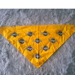 Vtg Yellow Pedigree Dog Food Triangle Bandana Scarf Blue Ribbon Breeder Promo